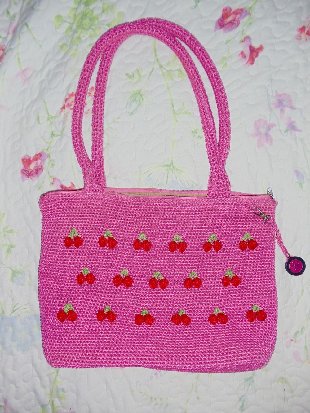 the Sakπ Pink Crochet π Cherry πΈ Tote Bag - for Women